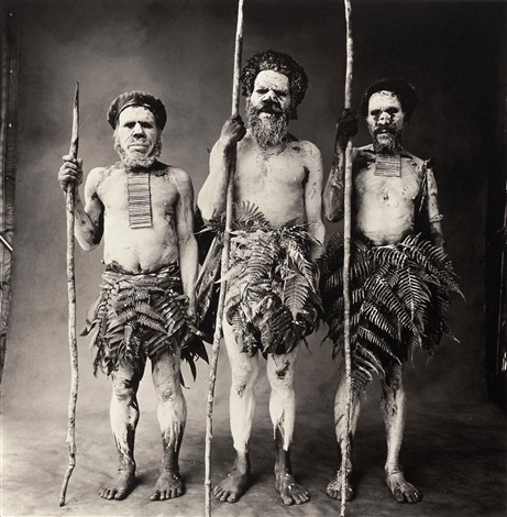 Three New Guinea Men Painted White