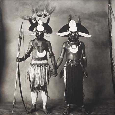 Two New Guinea Warriors Holding Hands