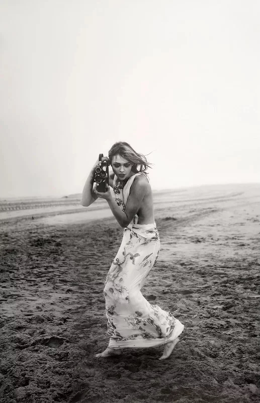 Sasha with Bolex, French Vogue, Le Touquet, France