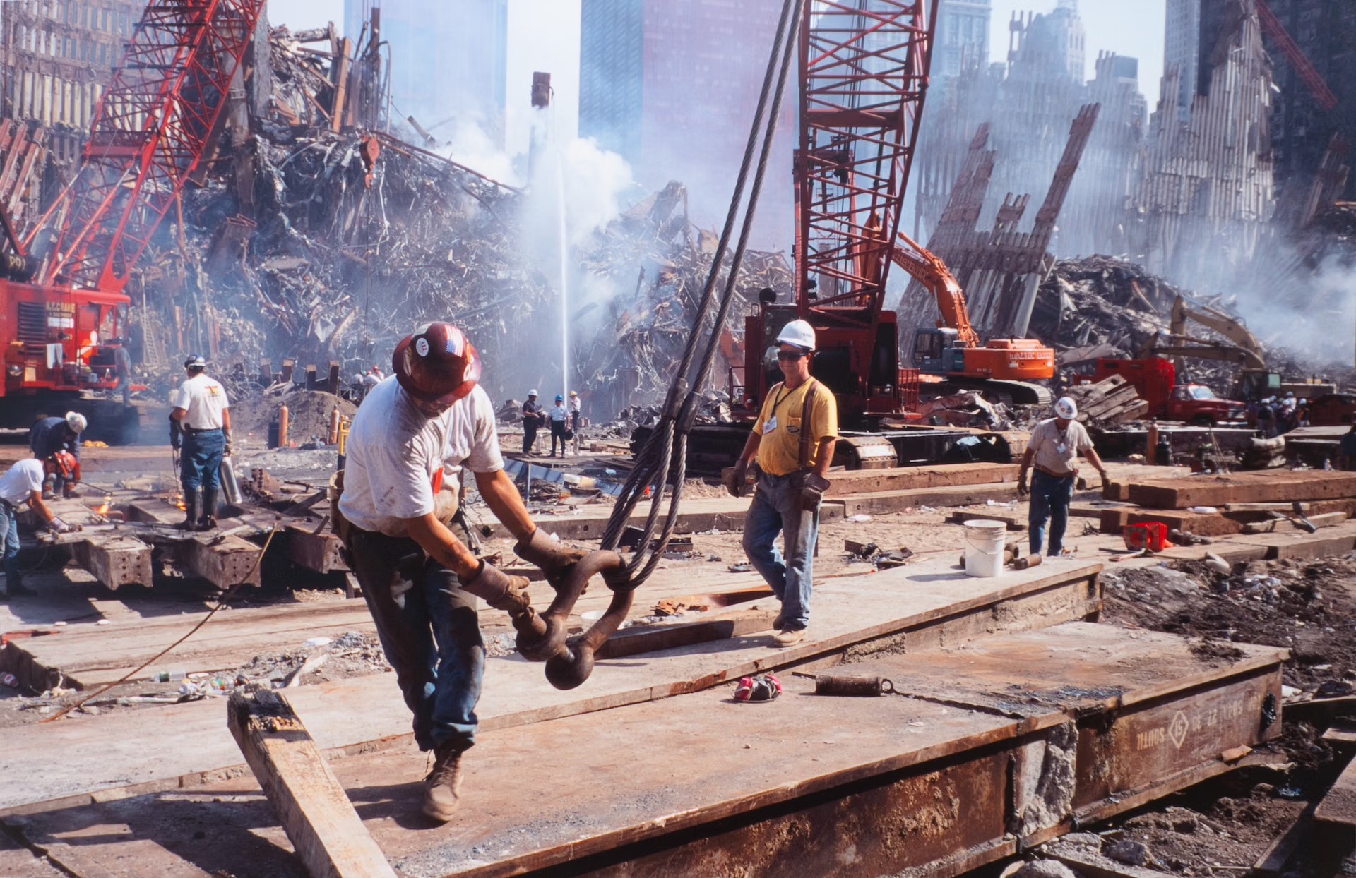 Workers clearing steel at Ground Zero during the recovery