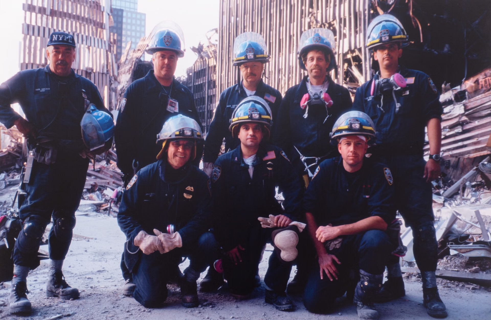 New York Police Department and recovery personnel at Ground Zero